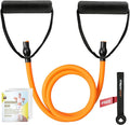 RitFit Single Resistance Exercise Band with Comfortable Handles - Ideal for Physical Therapy, Strength Training, Muscle Toning - Foam Padding Door Anchor and Starter Guide Included
