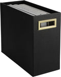BLU MONACO | Black Leather Magazine Basket with Gold Handles | Floor Magazine Rack & Newspaper Stand | Modern Bathroom and Home Storage Organizer