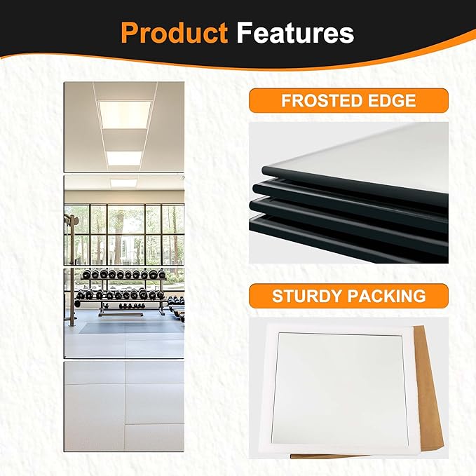 Delma Wall Mirror Full Length,Mirror Tiles,Full Body Mirrors for Home Gym(Glass,16x12''-4PCS),Over The Door,Entryway,Living Room,Bedroom,(Glass - 16'' x 12'' - 4PCS)