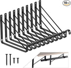 10 Pack Heavy Duty Closet Shelf & Rod Brackets, Wall Mounted Closet Shelves Bracket with Rod Support for Both Shelf Storage and Closet Rod Black,HOME MASTER HARDWARE