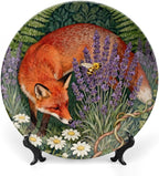 William Morris Lavender And Fox Ceramic Decorative Plate of 6", 7", 8", 10", Customize Christmas Design Porcelain Dessert Plate Set, Custom Gifts, Display Kitchen Decorations Wall, with Display Stand