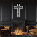 WORGO White Metal Cross Wall Decor Iron Christian Cross for Home Church, Hollow Out Artistic Hanging Ornament, Crosses Wall Decor for Living Room, Bedroom, Decorative Thankful Religious Gift 29.9x19.8 inch