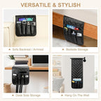 Remote Control Holder for Armchair, Couch Recliner Chair Caddy, Non-Slip Arm Chair Caddy for Recliner with 5 Pockets for Table, Ipad, Magazines, Arm Chair Bedside Caddy Storage Organizer (Black)