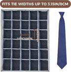PINGMIC Gray Sock Organizer Divider 2 Pack with Lid - 30 Cell Foldable Closet Storage, Tie Organizer For Men Boxes for Socks, Ties, Belts