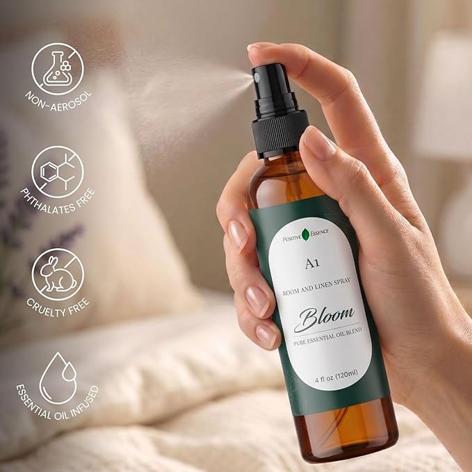 Natural Room & Linen Spray, A1 Bloom, Made with Essential Oils & Natural Vegan Ingredients - Freshen Your Space with the Soothing Floral Aroma - Non-Toxic and Eco-Friendly, Essential Oil Blend