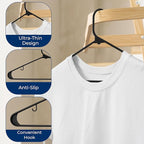 SereneLife 30 Pack Plastic Hangers, Non-Slip, Space-Saving Closet Organizers, Durable and Strong for Shirts, Sweaters, Hoodies, Kids Clothes & Dresses, Ultra-Thin, Lightweight