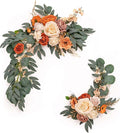 CDQL 2Pcs Wedding Welcome Sign Floral Decoration,Artificial Flower Swag Wedding Arch Decor, Wedding Flower Swag for Wedding Ceremony and Reception Arrangement (Orange)
