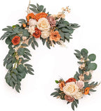 CDQL 2Pcs Wedding Welcome Sign Floral Decoration,Artificial Flower Swag Wedding Arch Decor, Wedding Flower Swag for Wedding Ceremony and Reception Arrangement (Orange)