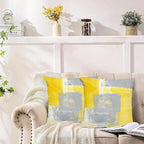 Yellow Abstract Art Artwork Pillow Cover, Gallery Modern Decorative Throw Pillows Cushion Cover for Bedroom Sofa Living Room 22 x 22 Inch Set of 2