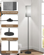 Floor Lamp, Pole Lamp with Foot Switch, Modern Standing Lamp Lampshade, Minimalist Freestanding Lamp (Bulb Not Included), for Living Room, Bedroom Office ETL Listed, Black and Gray H07LD05