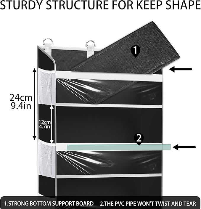 Over the Door Hat Organizer for Baseball Caps, Hold up to 60 Hats Rack Storage for Door/Closet/Wall, Clear Pockets Hanging Hat Holder for Baseball Caps with 10 Mesh Pockets, Grey
