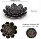 SLKIJDHFB Incense Burner - Lotus Stick Incense Holder 6 Incense Holes with Detachable Ash Catcher 2Pcs