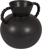 Bloomingville Stoneware Vase with Twisted Handles, Reactive Matte Black Glaze