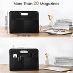Magzine Holder,Felt foldable Magazine Basket for Storage Organizer, Magazine Newspaper File Laptop Folder with 4 Pockets for dorm, Living Room, Office Storage Holder Bag, Black