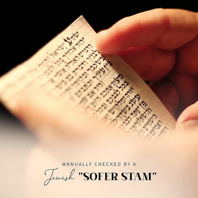 SURI Mezuzah with Kosher Scroll for Door | Certified 4-Inch Hand-Written Kosher Scroll by a Certified Jewish Rabbi (Sofer Stam) and Elegant White 5-Inch Mezuzah Case | Made in Israel