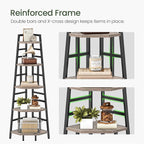 CHOEZON 70.1-Inch 5-Tier Tall Corner Shelf, Narrow Bookshelf for Small Spaces, Industrial Bookcase Display Stand for Living Room, Bedroom, Office, Greige TCJ25BG