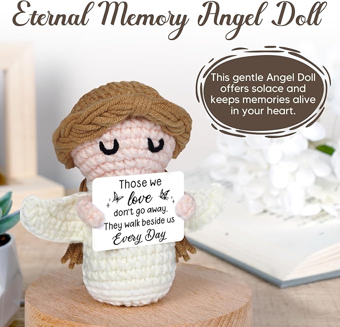 Sympathy Gifts for Loss of Loved One - Crochet Angel Sympathy Gift - Grief Gifts for Women Men Kids, Bereavement Condolences Remembrance Memorial Gift for Loss of Mom Dad Husband Brother