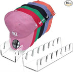 Hat Organizer for Baseball Caps, 2 Pcs No Install Acrylic Hat Stand for 14 Baseball Caps, Hat Racks for Caps Display and Organizer for Bedroom, Closet, Dresser, Office, Hat Holder