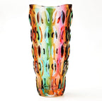 CEMABT 9.5inch 3.4 lb Glass Vases for Flowers Unbreakable Thickened Morden vase for Tables Centerpieces,Colorful,Vintage and Clear Rose Large Flower vases for Bouquet Unique Gifts（Flow Colorful