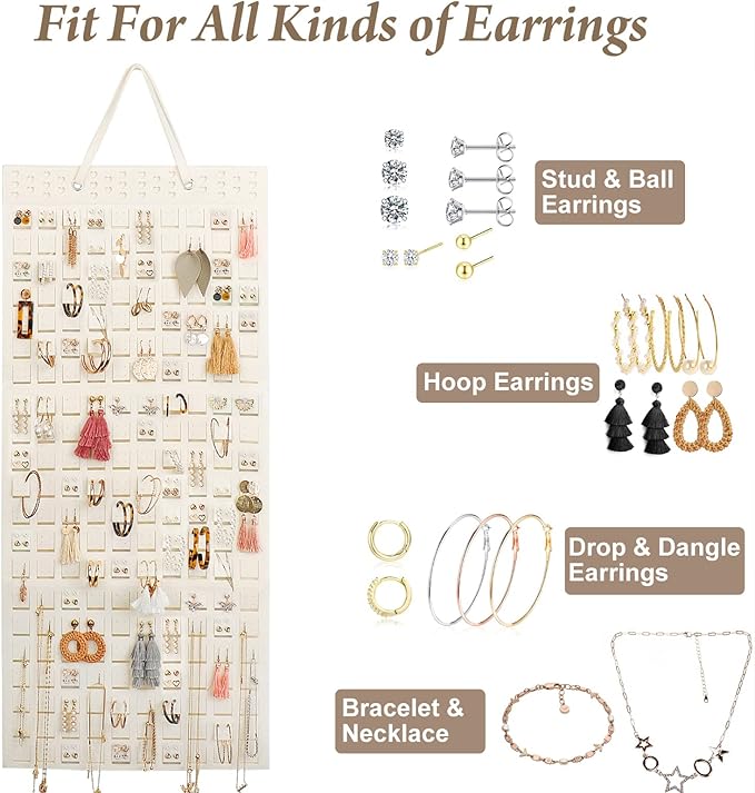 Extra Large Earring Organizer - Wall Mount Earring Holder for Up to 420 Pairs, Hanging Jewelry Organizer for Women & Girls