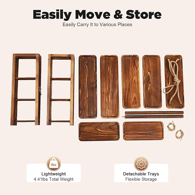 3 Tier Wooden Cupcake Stand, Tiered Serving Tray Dessert Table Display Set, Rustic Foldable Display Stand for Cupcake, Snack, Fruit, Bread, Ideal for Party, Wedding, Birthday, Home Decor (Wooden)