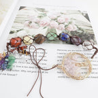 Handmade Crystal Window Car Hanging Ornaments 7 Chakra Home Decoration Feng Shui Ornament Yoga Meditation Car Decoration Tumbled Palm Stones (Style10)