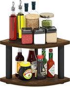 Furinno Turn-N-Tube Kitchen Countertop Organizer, 2-Tier Corner Countertop Organizer Shelf, Corner Shelf, for Kitchen, Pantry, Organizers and Storage, Amber Pine