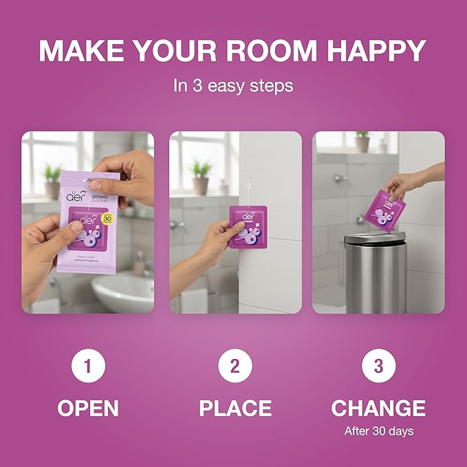 Godrej Aer Power Pocket Floral Delight Bathroom Fragrance 10 g, 6-Pack, Orange