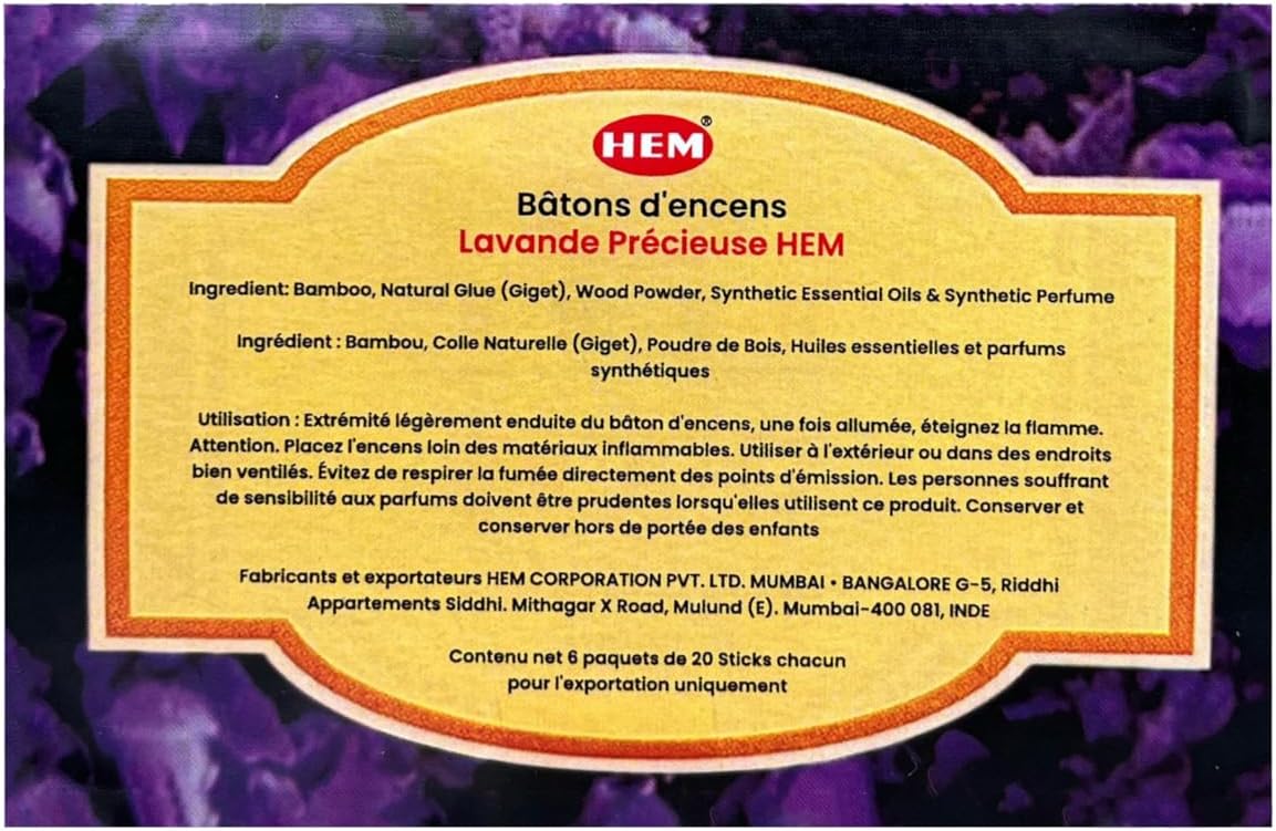 Hem Lavender Incense Sticks – 100g x 2 Packs (200g Total) | Long-Lasting Floral Aroma for Relaxation, Meditation, Yoga & Home Fragrance