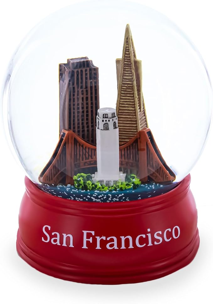 San Francisco Skyline with Iconic Landmarks Glass Water Snow Globe