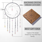 Artilady Dream Catchers with Crystals - Large Grey Boho Moon Dream Catcher Wall Decor House Decorations for Home Girls Kids Baby Bedroom Room Decor Christmas Birthday Teen Girl Boys Gifts