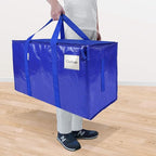 TICONN 4 Pack Extra Large Moving Bags Heavy Duty with Zippers & Carrying Handles, Durable Storage Bags Moving Boxes for Closet Organizers and Storage (4 Pack, Blue)