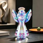 Crystal Guardian Angel Figurine Decoration, Glass Guardian Angel Statue Christmas Birthday Gifts for Women Girlfriend Daughter, Art Collectible Figurines Home Decor (Colorful)