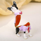 Hand Painted Trinket Box for Home Decor Accents, Enamel Hinged Jewelry Box for Bookshelf Office Table Desk Decoration, Classical Figurine Collectible Keepsake Animal Sculptures (Boston Terrier)