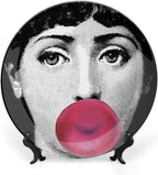 Lina Cavalieri Plate, Wall Decorative Plate, Mysterious Face Plate Wall Hanging Decoration,Including Bracket and Special Spring Hook, 8inch, Style6