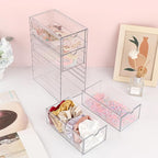 Hipiwe Plastic Drawer Organizer Clear Hair Accessories Organizer Box with 4 Pull Out Drawer Compact Storage Box for Cabinet Vanity Bathroom Pantry Office or Closet Organization