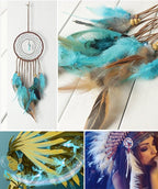 MEXIDAWN DIY Feather Dream Catcher Kits Turquoise Wall Hanging Boho Decor Handmade Dream Catcher for Adults，Round