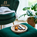 Hanobe Wooden Tray for Coffee Table: Candle Holder Plate Round Decorative Serving Tray - Vintage Table Centerpiece Rustic Farmhouse Home Decor