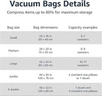 Amazon Basics Vacuum Storage Bags for Clothes, Compression Zipper with Hand Pump, Medium, White, Sky Blue, 5-Pack