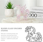 LONGWIN Crystal Pink Unicorn with Wings Animal Collectible Figurines, Hand Blown Glass Animal Gifts for Girls and Women Home Decor