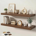 Floating Shelves for Wall 40 in x 9.3 in Deep, Wall Mounted Rustic Wood Shelf with Invisible Brackets for Storage & Display, Living Room Bedroom Bathroom, Walnut, 2 Pack