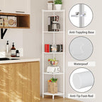 SUNMORY 5 Tier Corner Shelf Stand, Industrial 65" Corner Shelves Display Shelf for Living Room Decor, Wall Corner Bookshelf Multi Unit Organizer, Tall Shelf Plant Stand for Bedroom, Bathroom, White