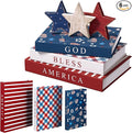Thyle 4th of July Fake Decorative Books Wooden Star Table Signs Faux Stars Patriotic Decor Farmhouse Decoration Books for Independence Day 250th Anniversary Party Office Home Shelf Table Decor