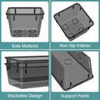 WOWBOX 21 PCS Clear Plastic Drawer Organizer Set, 4 Sizes Desk Drawer Divider Organizers and Storage Bins for Makeup, Jewelry, Gadgets for Kitchen, Bedroom, Bathroom, Office, Black