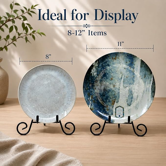 HUJI Sturdy Iron Display Stand Holder for Home Kitchen Decoration Platters, Pictures, Frames and Books. (1, 9")