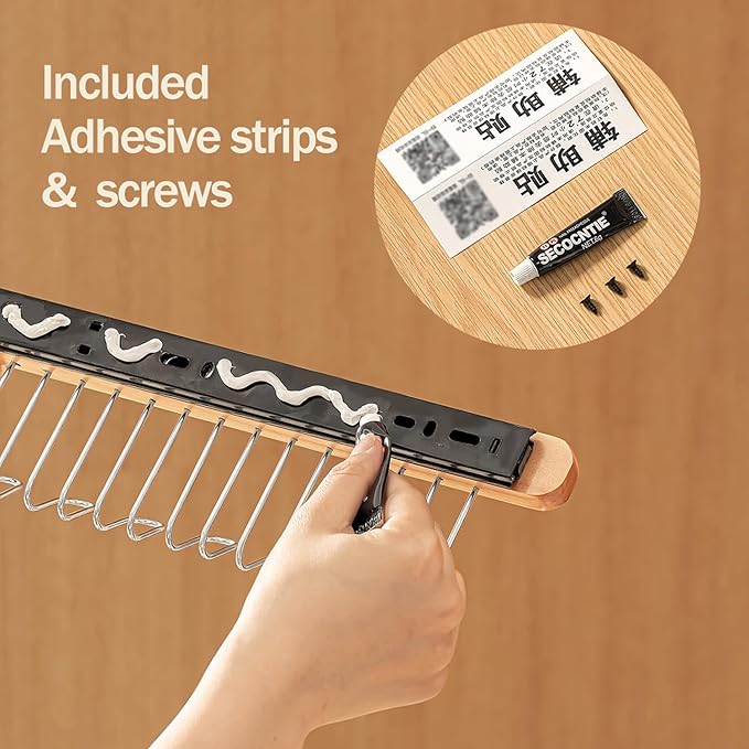 Pull Out Belt Rack for Closet, Sliding Hooks Hanger Rack for Bras Ties Tank Top Scarf Jewelry, Space Saving Organizr for Wardrobe Cabinet, Right Side 8 Hooks Rail, 2 Pcs