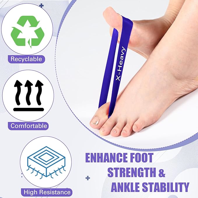Set of 5 Toe Stretcher Band Separator Spacer Bunion Correction Hallux Valgus Alignment Foot Stretcher Straightener Resistance Loop Yoga Exercise Foot Care with Carry Bag(Purple)