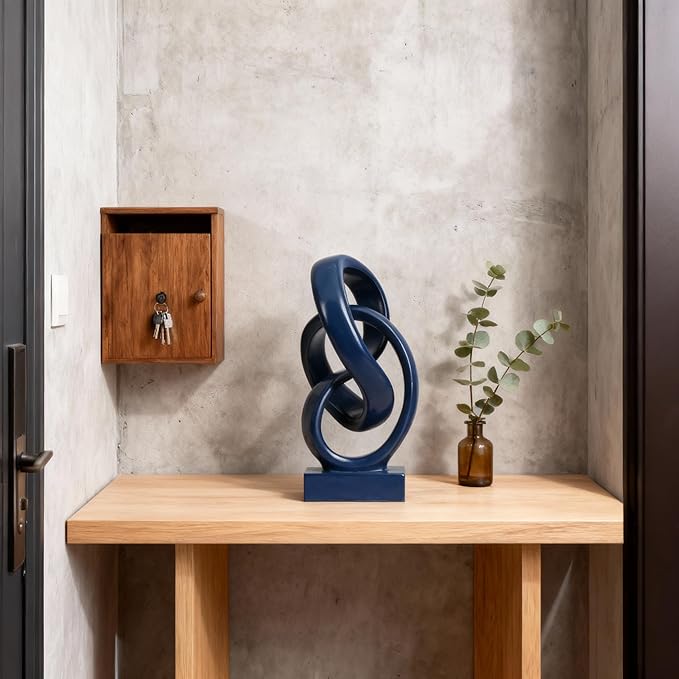 DOVDOV Abstract Blue Knot Sculpture, Geometric Decorative Statue, Blue Decor for Living Room Coffee Table Bookshelf Top, Office TV Cabinet Entryway Table Top Decor.