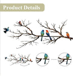 ESTART Metal Birds Wall Art, Metal Vivid Birds on Branch Silhouette Wall Decor Black Leaves with Bird Outdoor Hanging Wall Sculpture for Home Balcony Garden (Classic Color, Large)