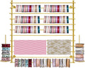 12-Tier Wall Mounted Scarf Rack, Scarf Display Rack, Towels Storage Hanger, Commercial Hijab Scarf Holder Organizer Space Saving for Retail Stores, Boutiques, Home (Gold, 47in Width)